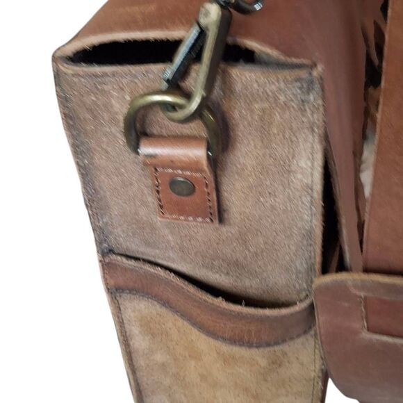 STS Ranchwear Foreman 2 Messenger Bag Brown Leather & Suede Work Tote Briefcase - Picture 5 of 15